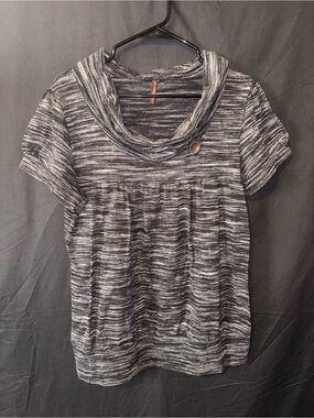 Libian Marled Gray Cowl Neck Blouse